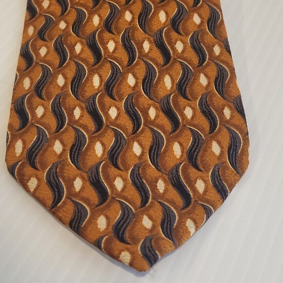 JZ Richards Silk Tie Premium Orange & Dark Blue Paisley USA Classic 3 3/4" x 58" - Picture 8 of 8